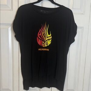 Orangetheory He’ll Week Black Tee with Flame Graphic